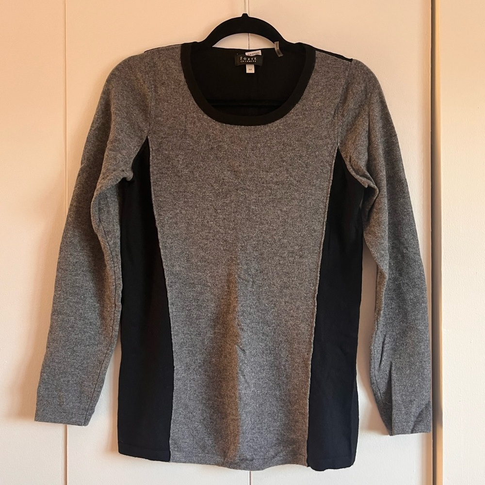 Forté Cashmere Black and Gray Long Sleeve